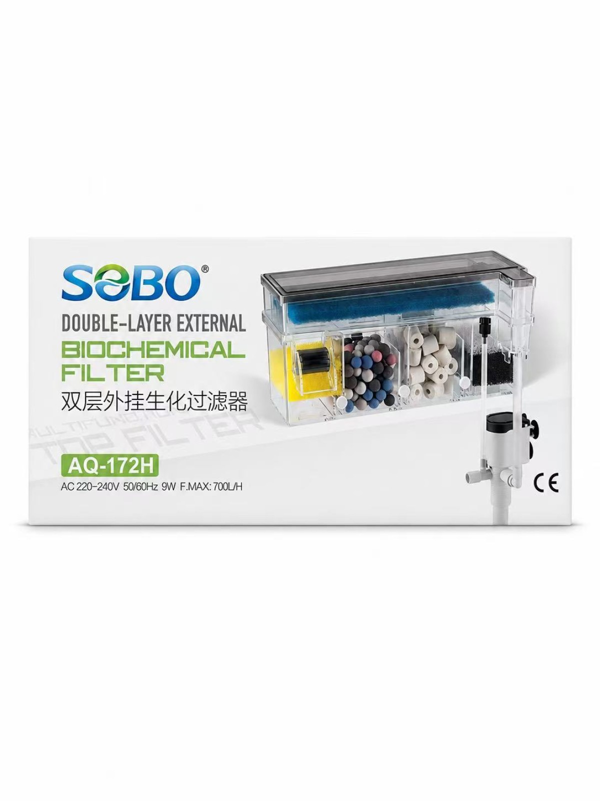 Sobo AQ-172H Bio Askı Filtre 8 Wt 600 L/H