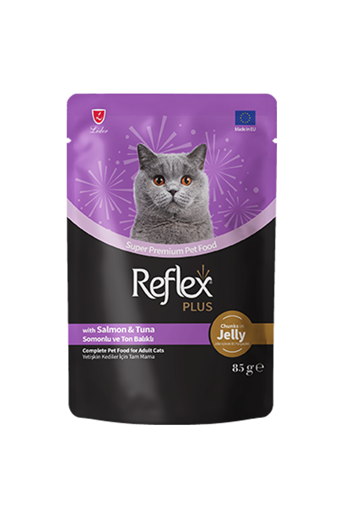 Reflex Plus Jöle İçinde Somonlu ve Ton Balıklı Yetişkin Kedi Konservesi 85gr