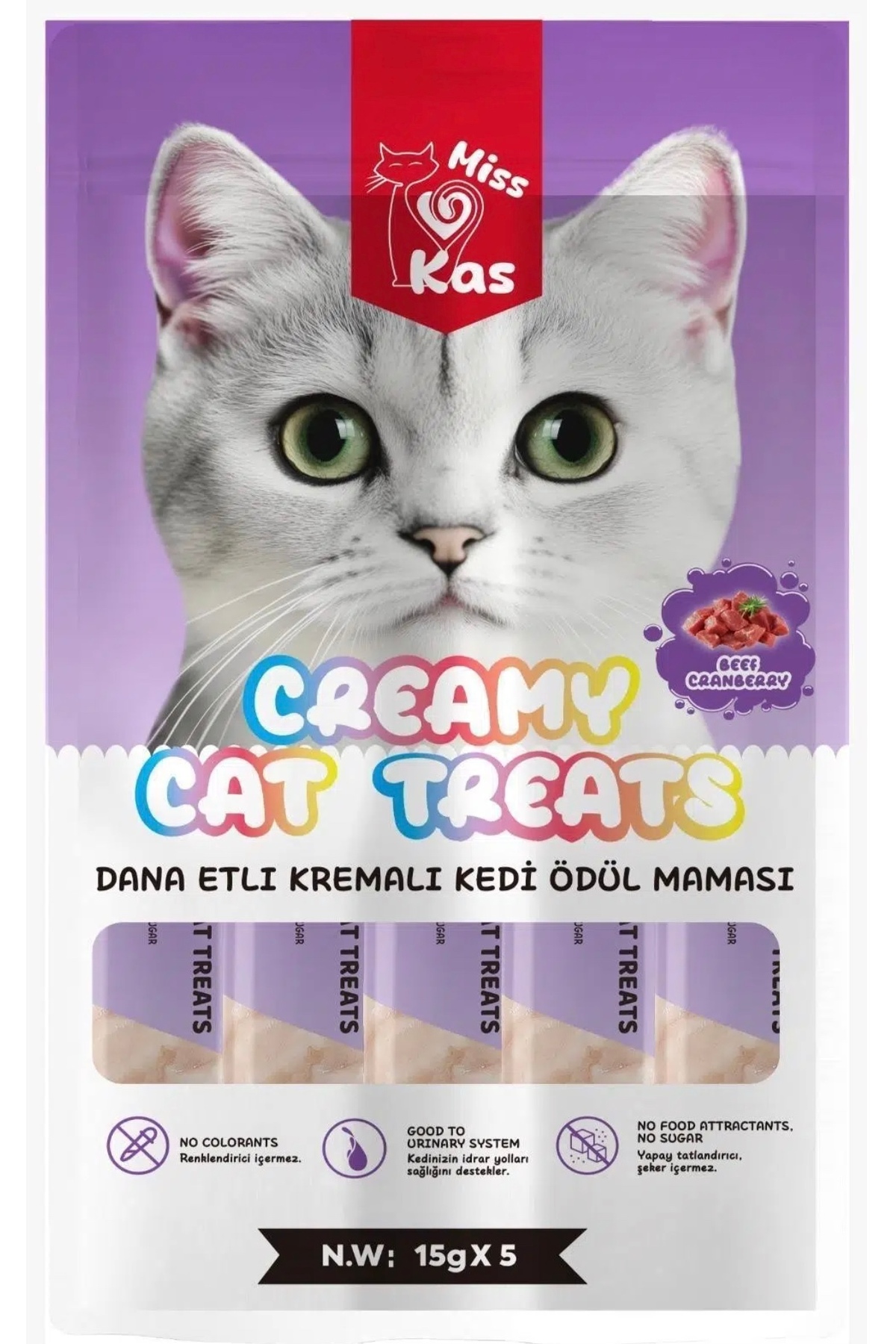 Miss Kas Kedi Ödül Maması Dana Etli Kremalı 5x15 gr