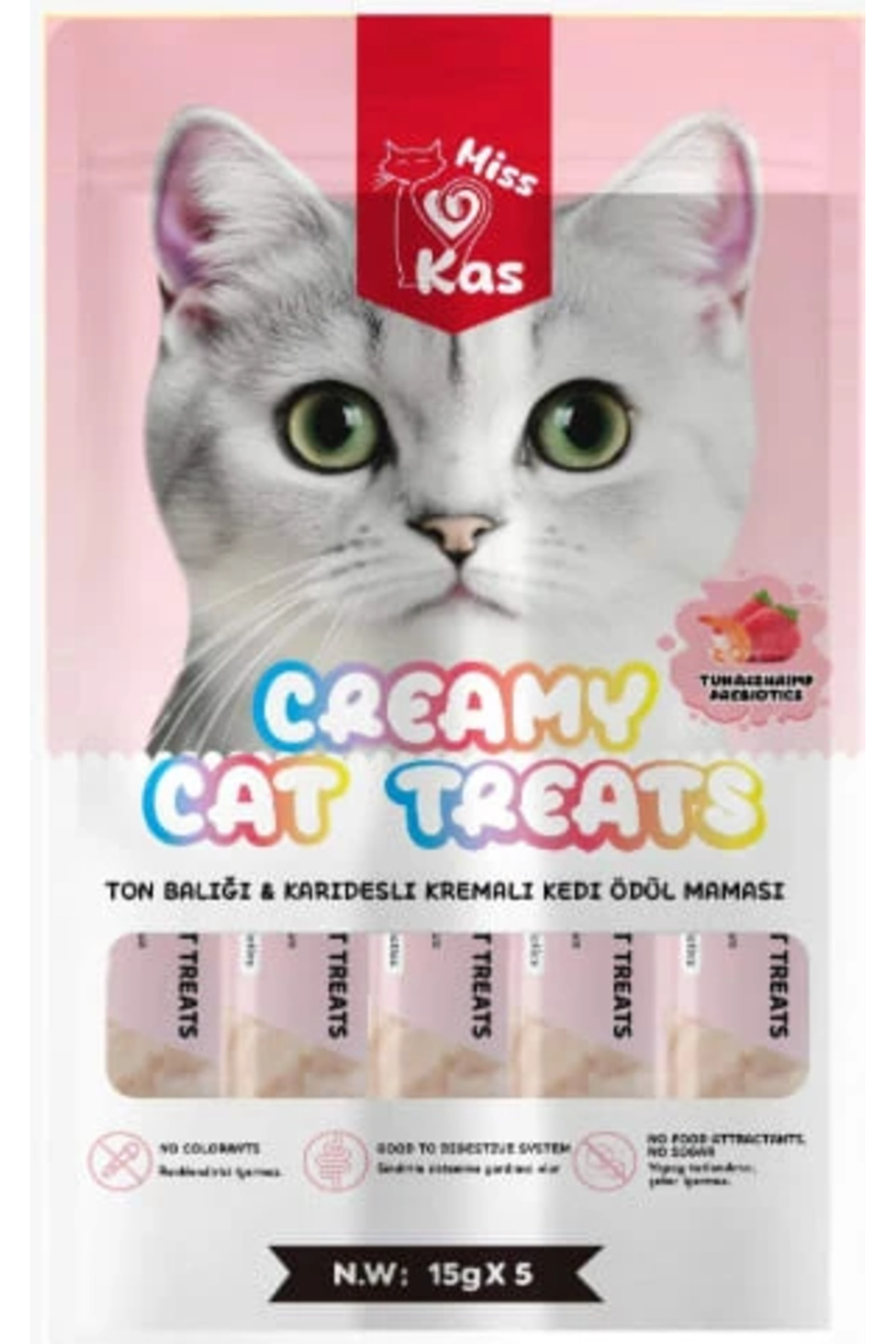 Miss Kas Kedi Ödül Maması Ton Balığı ve Karidesli Kremalı 5x15 gr