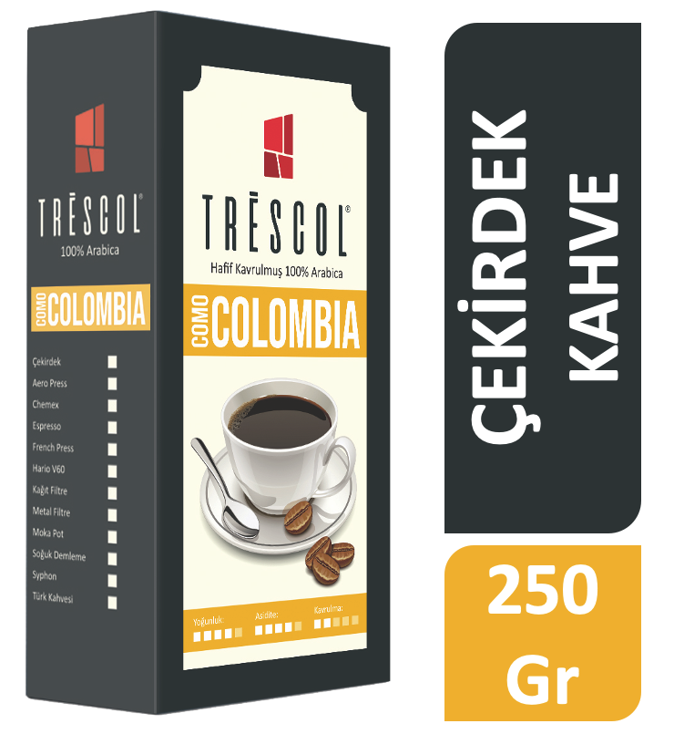 Trescol Colombia Çekirdek Kahve 250 Gr (Öğütülmemiş) Tréscol Kahve