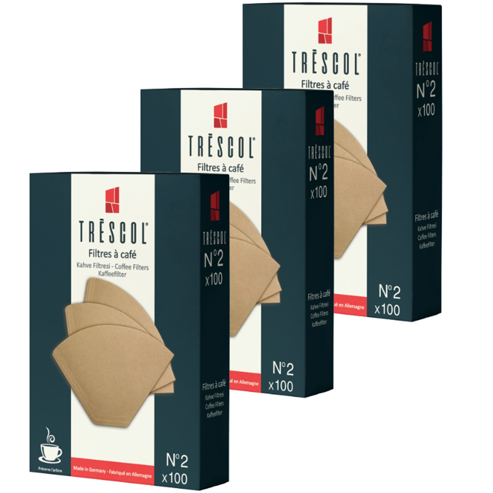 Trescol Kahve Filtresi 2 Numara Naturel Kağıt 3X100 300�lü Paket