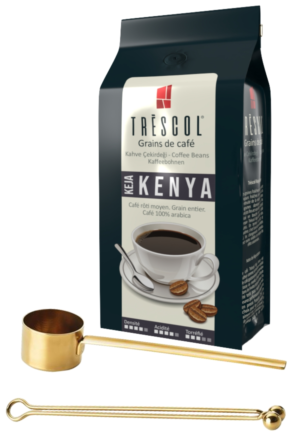 Trescol Kenya Öğütülmüş Kahve 250 Gr + kahve ölçeği ve klips Tréscol