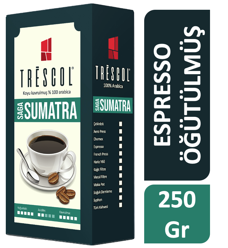 Trescol Sumatra Espresso için öğütülmüş Kahve 250 Gr Tréscol Kahve